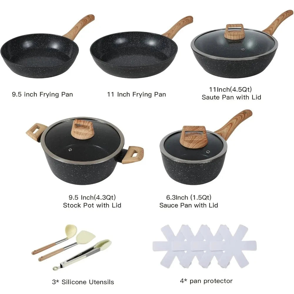 Ceramic Cookware Set Non Stick 15 PCS Pots and Pans