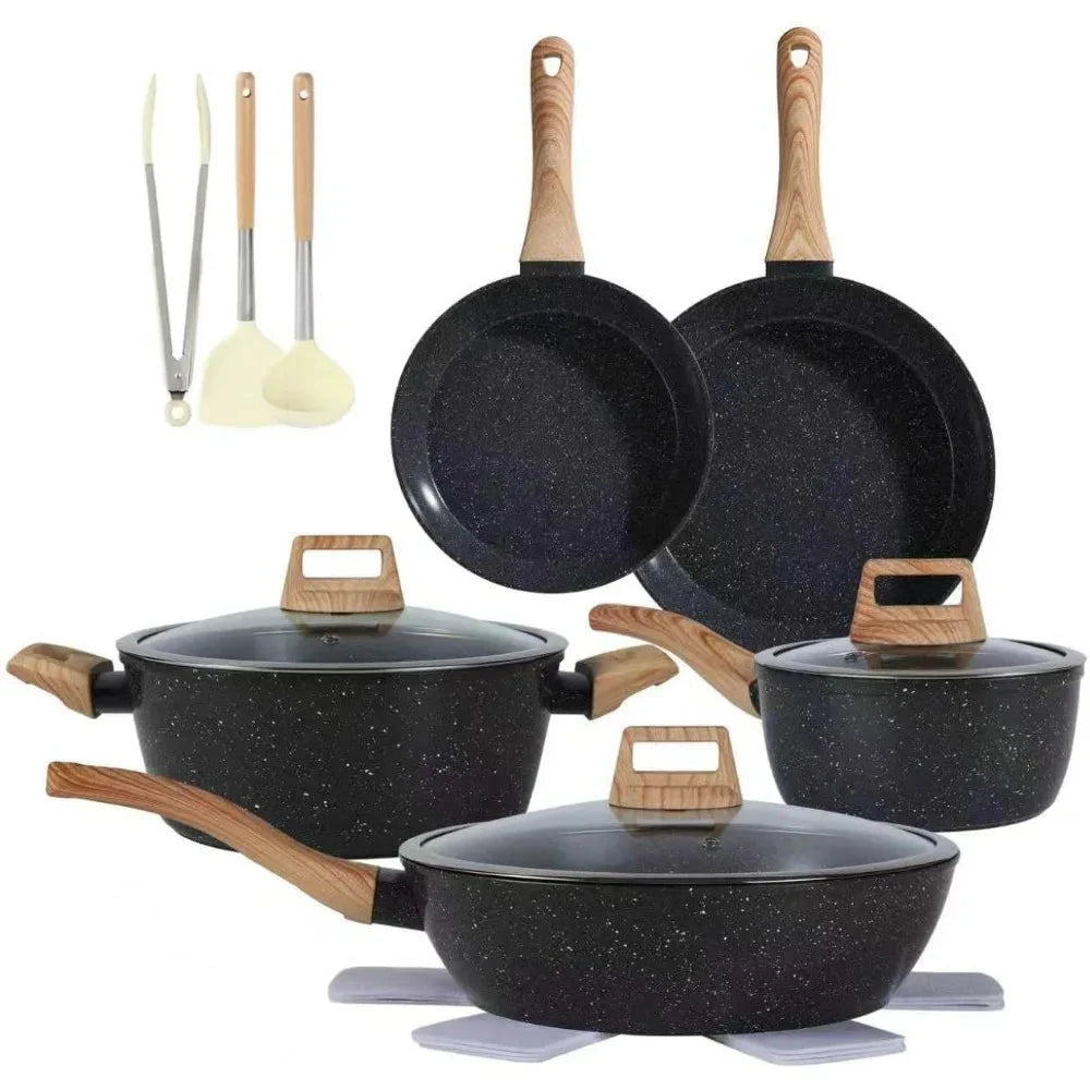 Ceramic Cookware Set Non Stick 15 PCS Pots and Pans