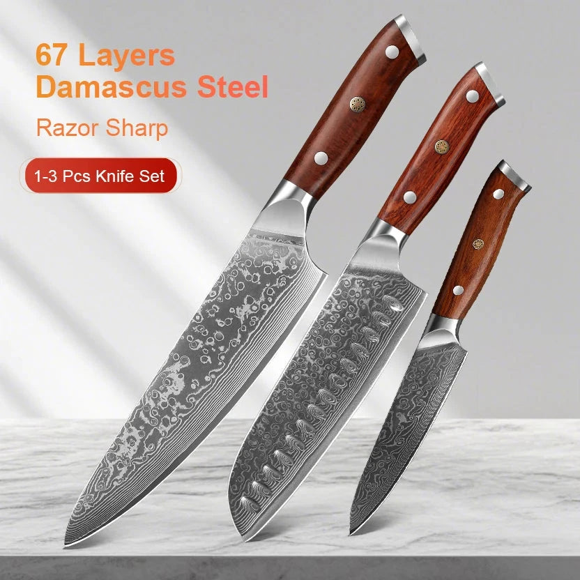 Chef Knife Set Damascus Steel
