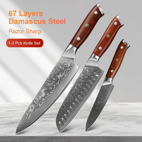 Chef Knife Set Damascus Steel