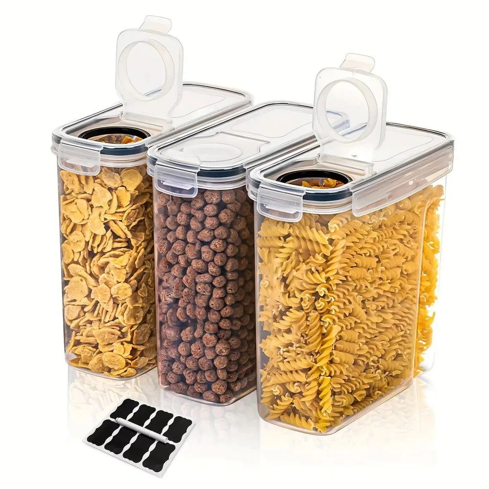 Set of 3 2.5L/4L Sealed Grain Storage Containers Clear PP Kitchen Storage Boxes