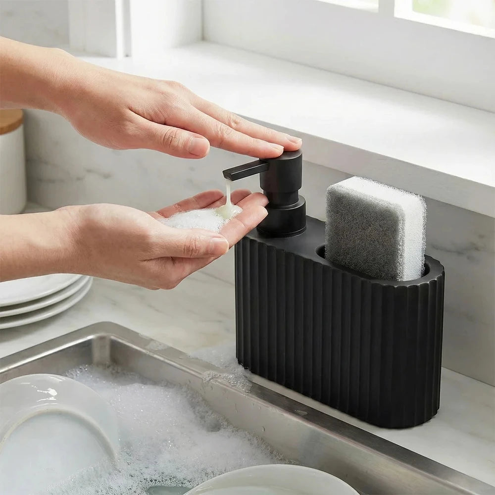 Dish Soap Dispenser with Sponge Holder, Refillable Kitchen Dish Soap Dispenser Pump